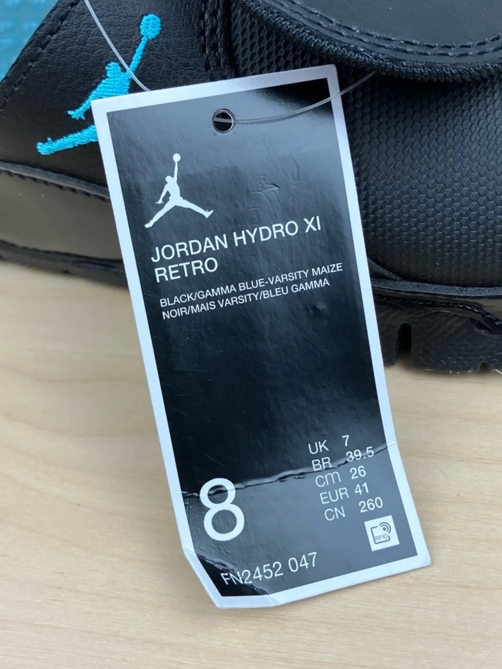 Air Jordan Men’s Size 8.0 Hydro Retro 11 XI Slide Gamma Blue Black Sandals NWT